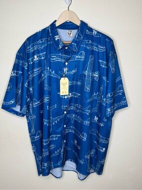 Hardaddy Aircraft Blueprint Hawaiian Shirt NWT